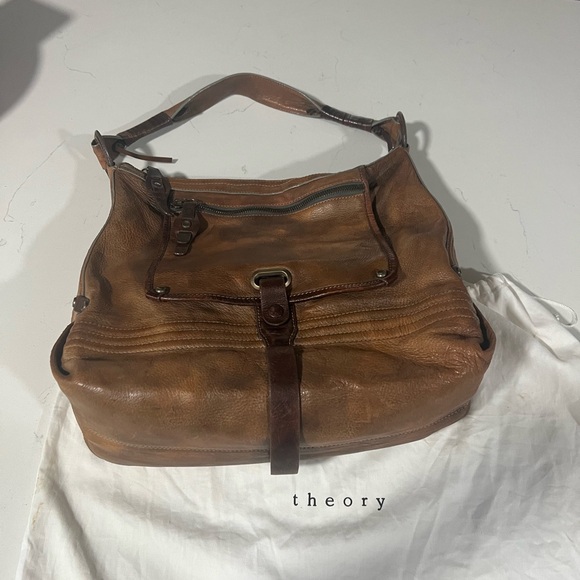 Theory Brown Messenger Bag with Rustic Leather Finish - Picture 3 of 13